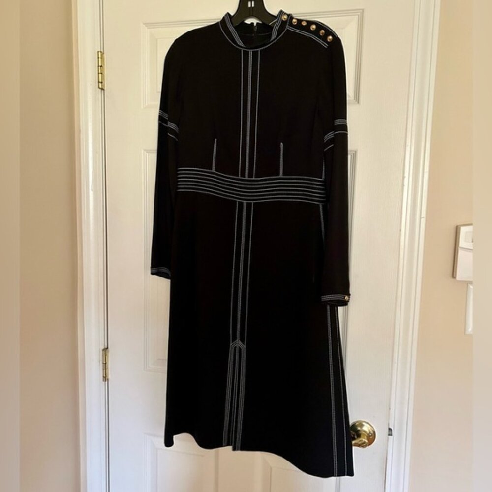 Unique Burberry Black Dress with White Detailing
